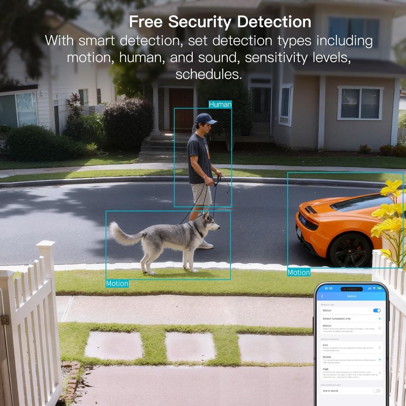 Vimtag 5G/2.4G 4MP Cameras for Home Security-Outdoor/Indoor Camera for Dog/Cat/Pet/Nanny/Baby, Wired, Color Night Vision, Free AI Detection, 2-Way Audio, 24/7 SD Recording,Support Alexa Cloud SD Card - Image 5